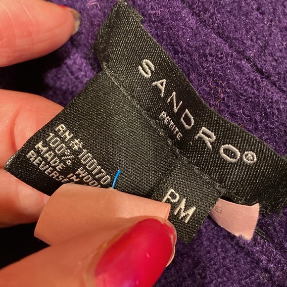 Sandro Petite Wool Purple Belted Jacket Medium - Picture 3 of 17